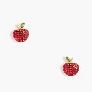 🆕 NWT 🍎 J. Crew Pavé crystal apple stud earrings